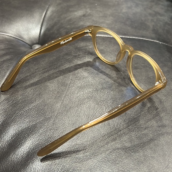 Madewell Horn Rimmed Glasses - Clear Lenses Soft Cat Eye Taupe Caramel Tan Brown - Picture 5 of 6